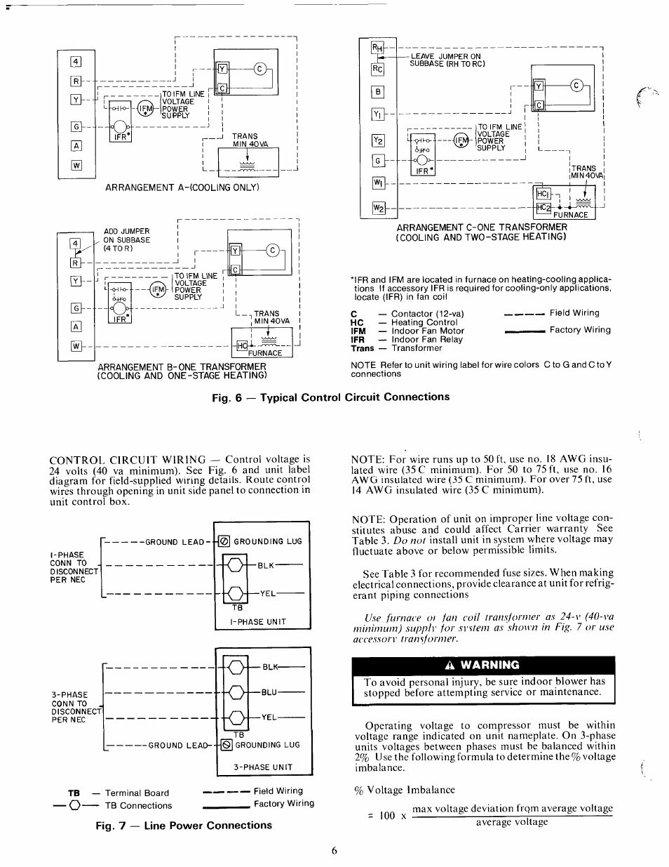 Fig. 6 — typical control circuit connections, A warning | Carrier 38HD User Manual | Page 6 / 12
