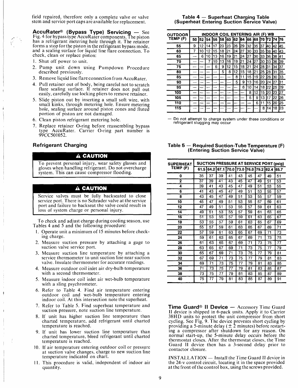 Accurater® (bypass type) servicing — see, Refrigerant charging, A caution | Caution | Carrier 38HD User Manual | Page 9 / 12