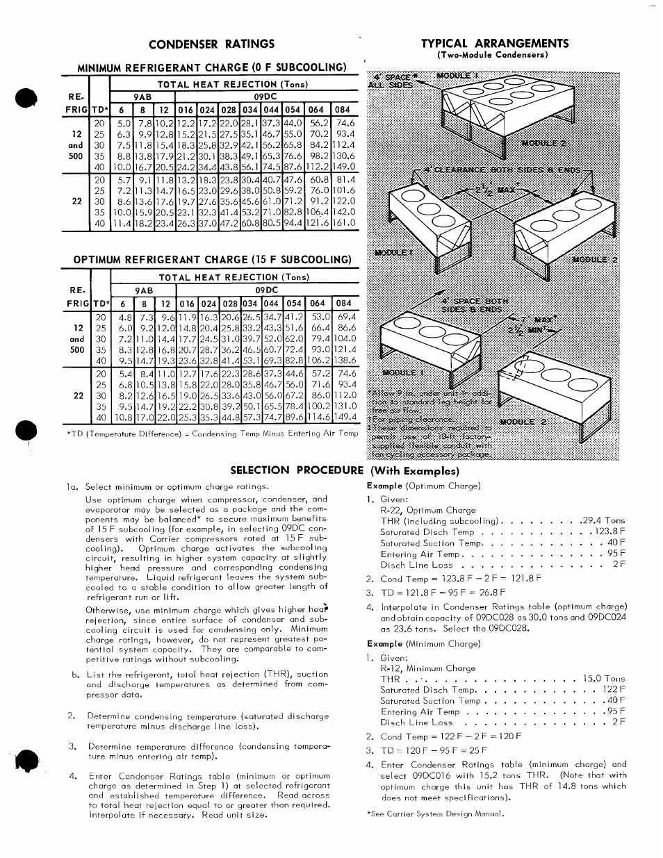 Condenser ratings, Condenser ratings typical arrangements | Carrier 09DC User Manual | Page 3 / 6