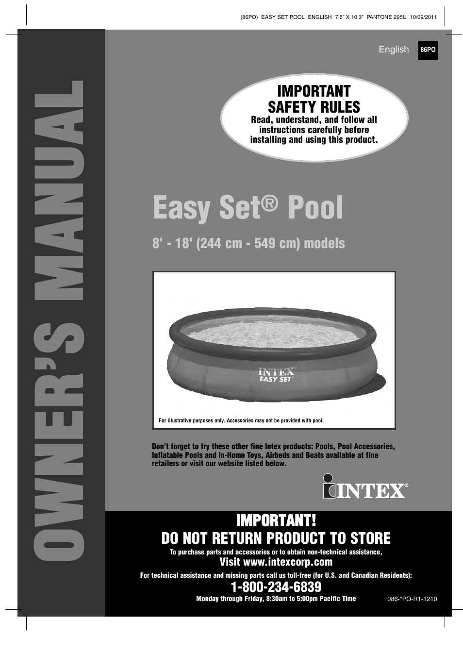 Intex 12 FT X 30 IN EASY SET POOL 2012 User Manual | 17 pages