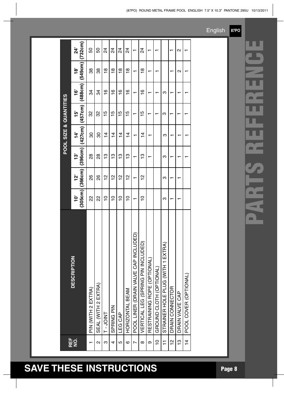 Save these instructions | Intex 18 FT X 48 IN METAL FRAME POOL User Manual | Page 8 / 19