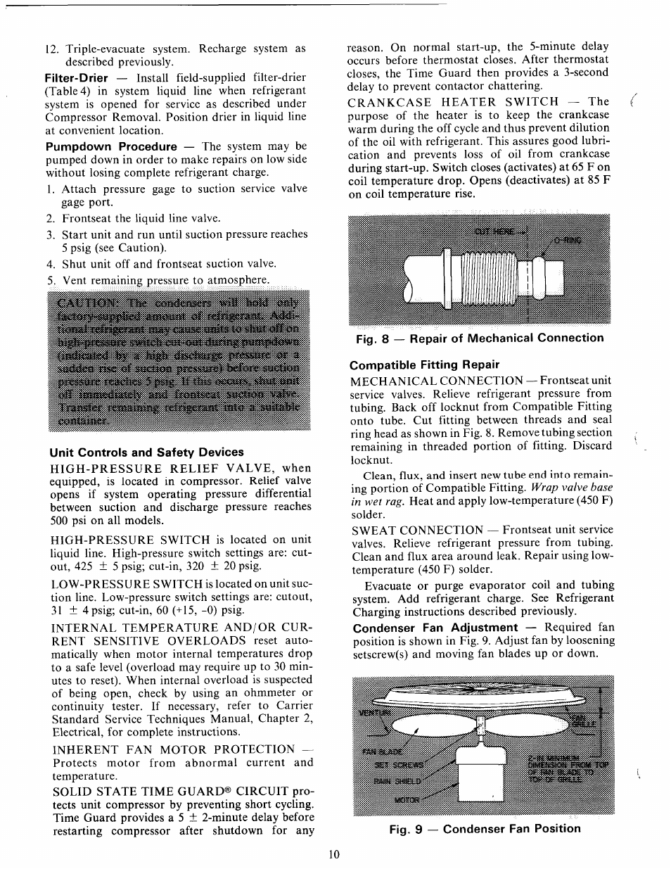 Unit controls and safety devices, Compatible fitting repair | Carrier 38VH User Manual | Page 10 / 12