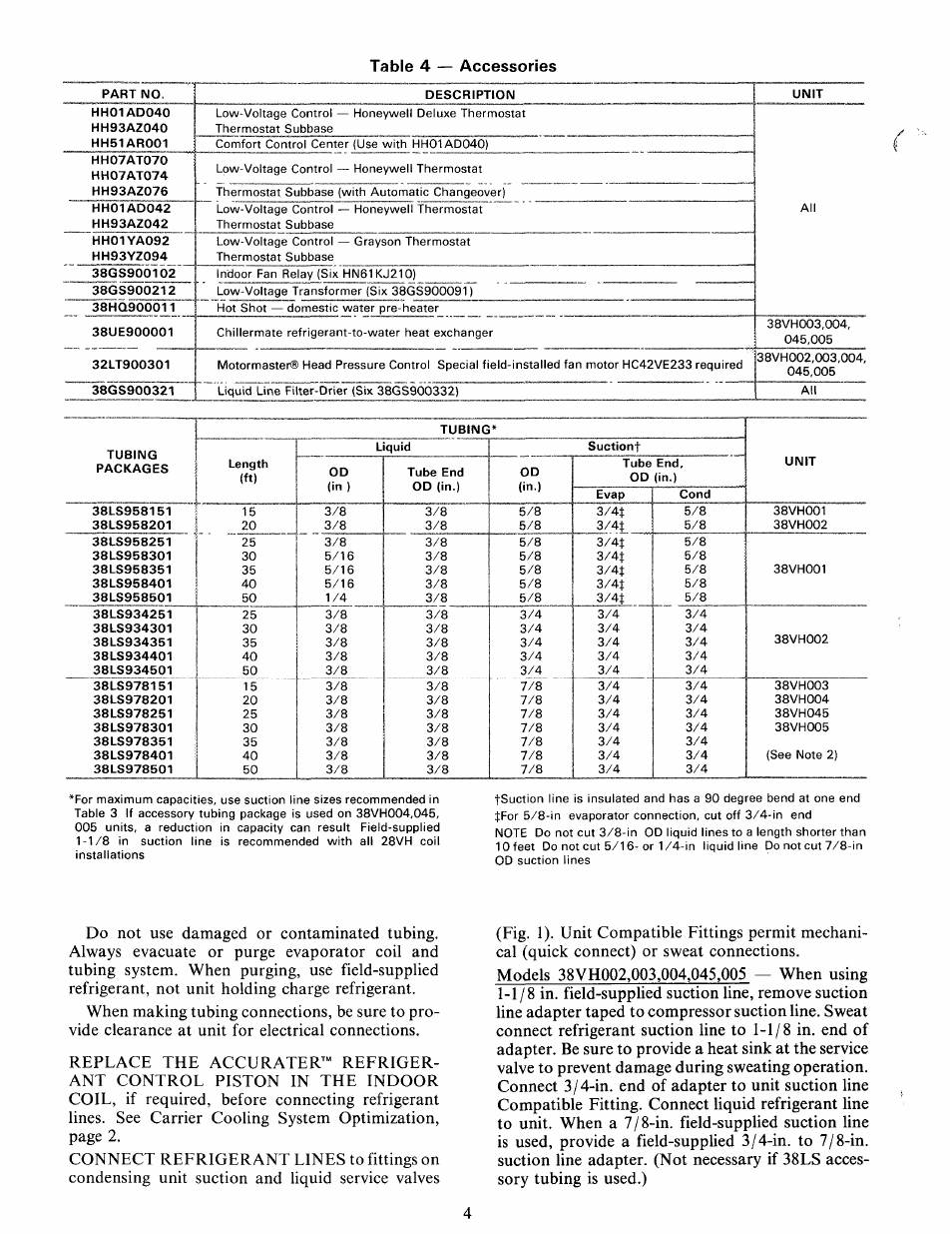 Table 4 — accessories | Carrier 38VH User Manual | Page 4 / 12