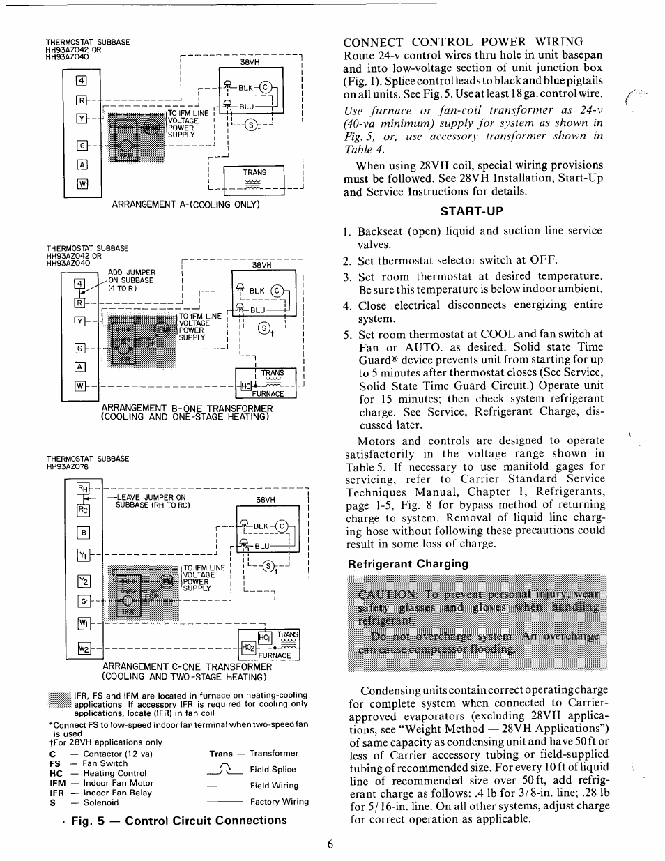 Start-up, Cahtiont to, Do not overcharge sysicio. aa overcharge | Carrier 38VH User Manual | Page 6 / 12