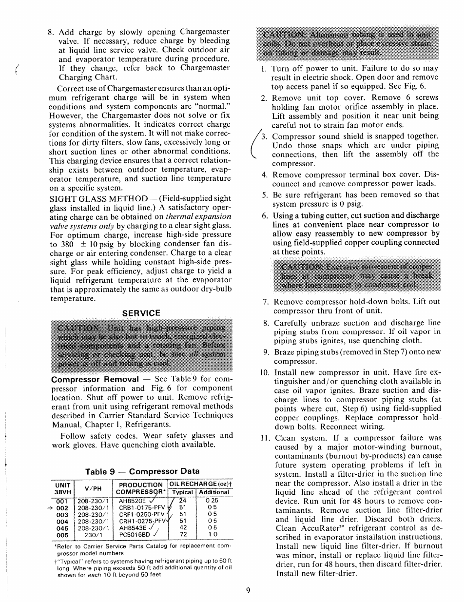 Service | Carrier 38VH User Manual | Page 9 / 12