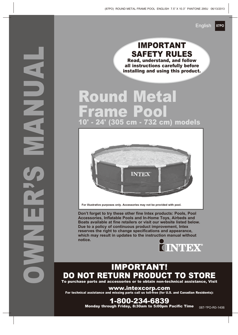 Intex 10 FT X 30 IN METAL FRAME POOL 2014 User Manual | 15 pages