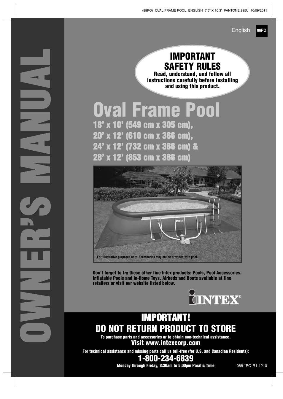 Intex 20 FT X 12 FT X 48 IN OVAL FRAME POOL User Manual | 21 pages