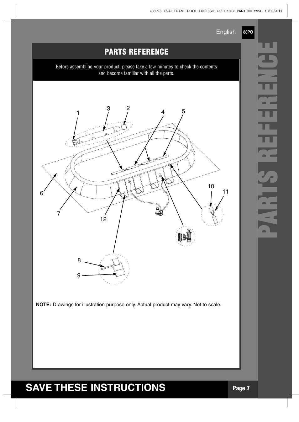 Pp aa rr tt ss rr ee ff ee rr ee nn cc ee | Intex 20 FT X 12 FT X 48 IN OVAL FRAME POOL User Manual | Page 7 / 21