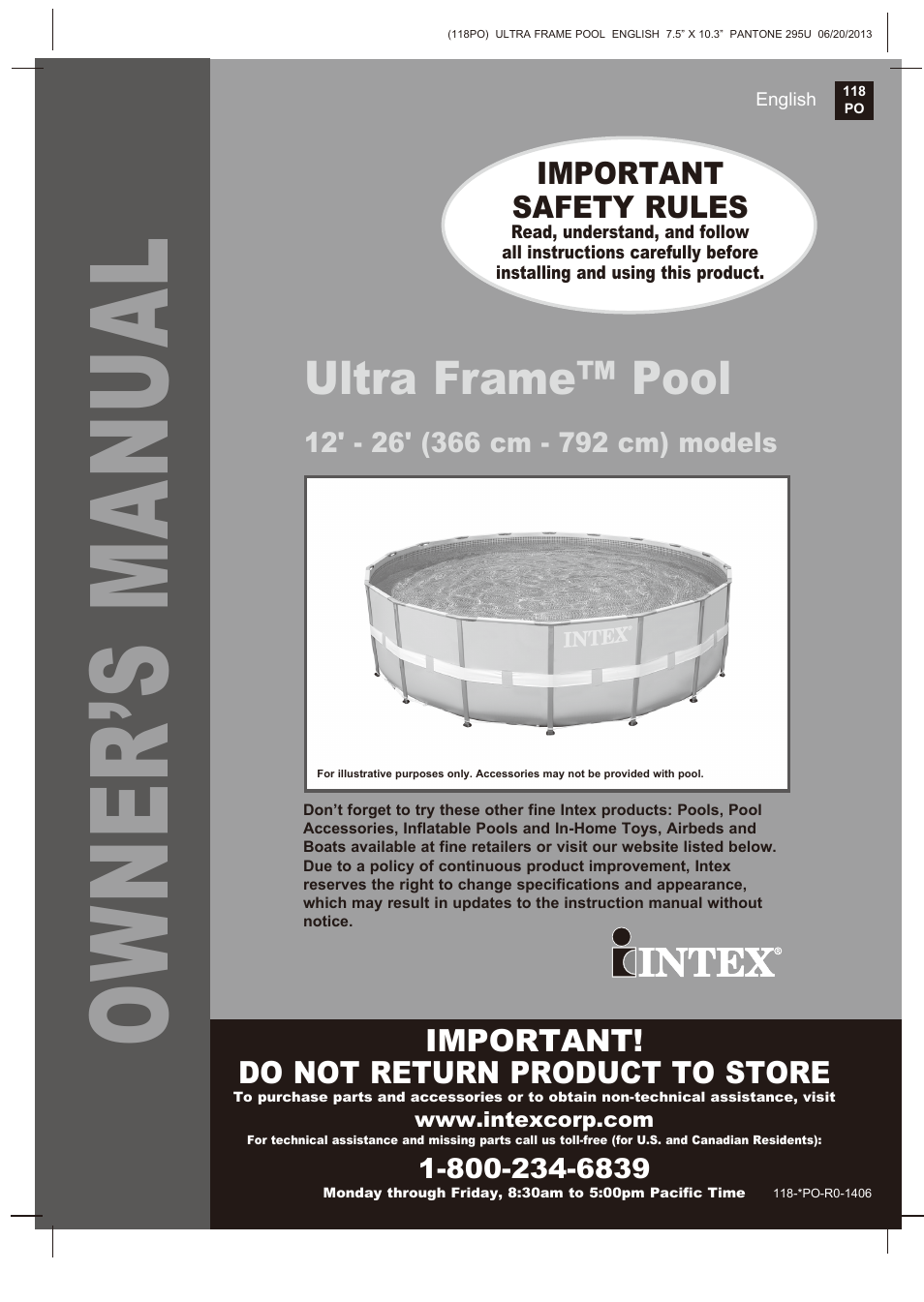 Intex 18 FT X 52 IN ULTRA FRAME POOL 2014 User Manual | 12 pages