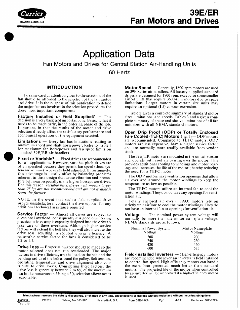 Carrier 39E/ER User Manual | 15 pages