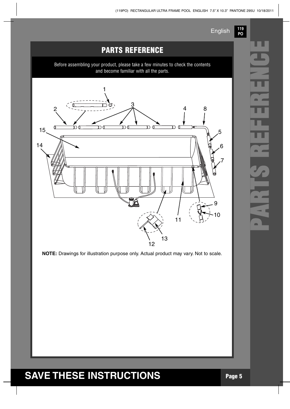 Pp aa rr tt ss rr ee ff ee rr ee nn cc ee | Intex 18 FT X 9 FT X 52 IN ULTRA FRAME RECTANGULAR POOL User Manual | Page 5 / 18