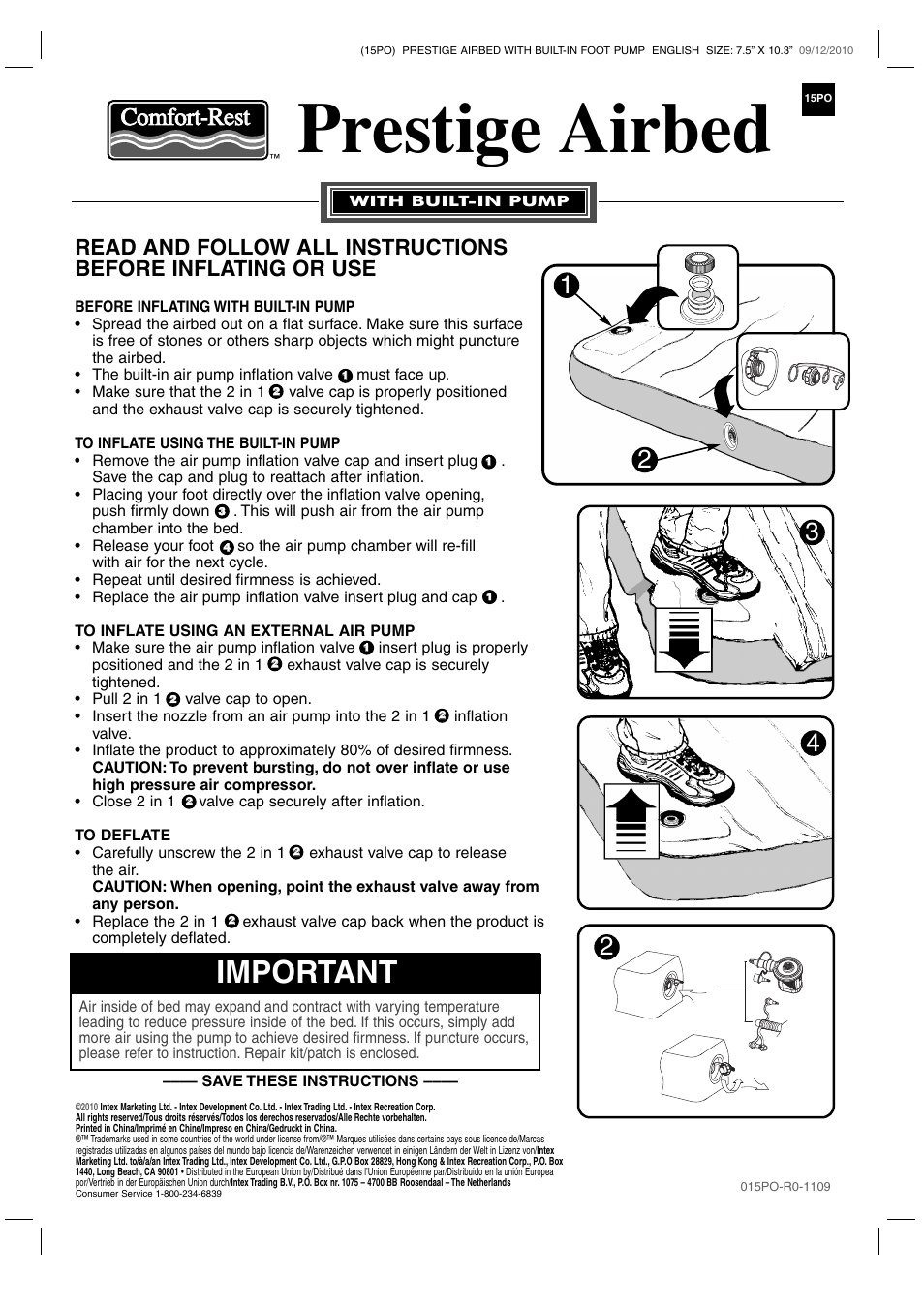 Intex TWIN DOWNY BED 2011 User Manual | 1 page