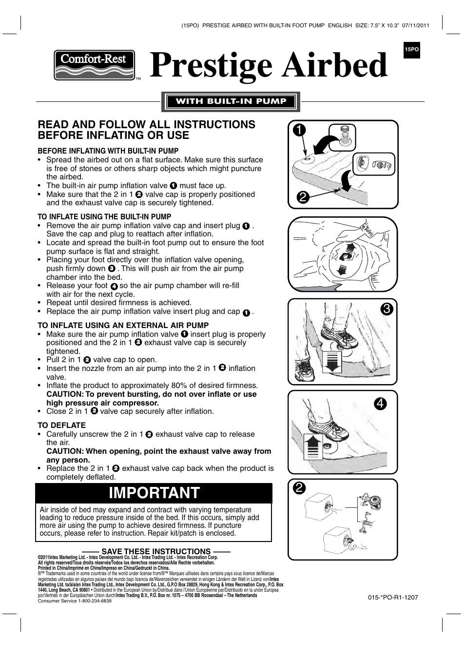 Intex TWIN DOWNY BED 2012 User Manual | 1 page