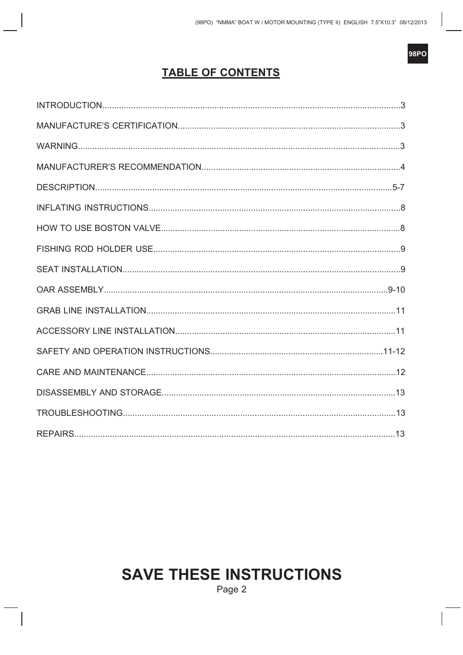 Intex SEAHAWK 2 BOAT SET 2014 User Manual | Page 2 / 13