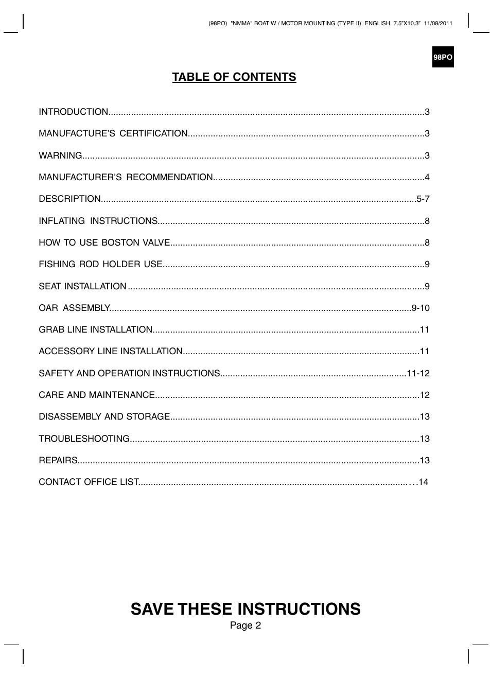 Intex MARINER 4 BOAT SET 2012 User Manual | Page 2 / 14