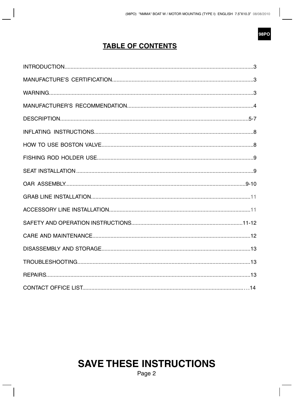 Intex CHALLENGER 3 BOAT 2011 User Manual | Page 2 / 14