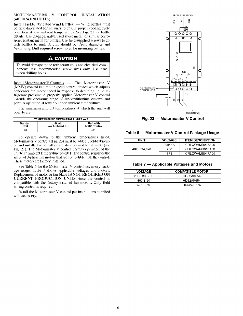 Fig. 23, Motormaster v control, A 0j|^||y|q | Carrier 48TJ016-028 User Manual | Page 16 / 56