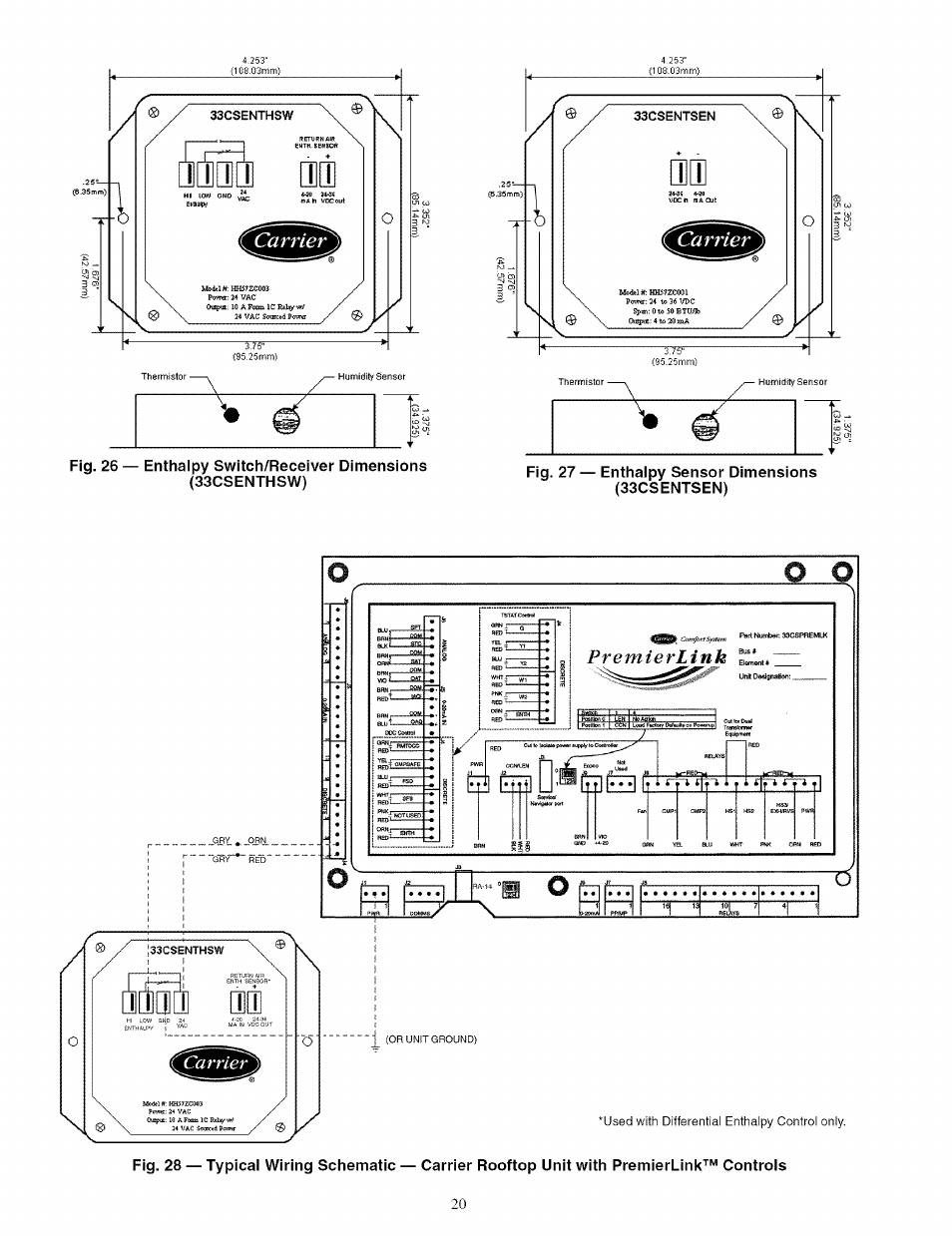 Fig. 27 — enthalpy sensor dimensions (33csentsen) | Carrier 48TJ016-028 User Manual | Page 20 / 56