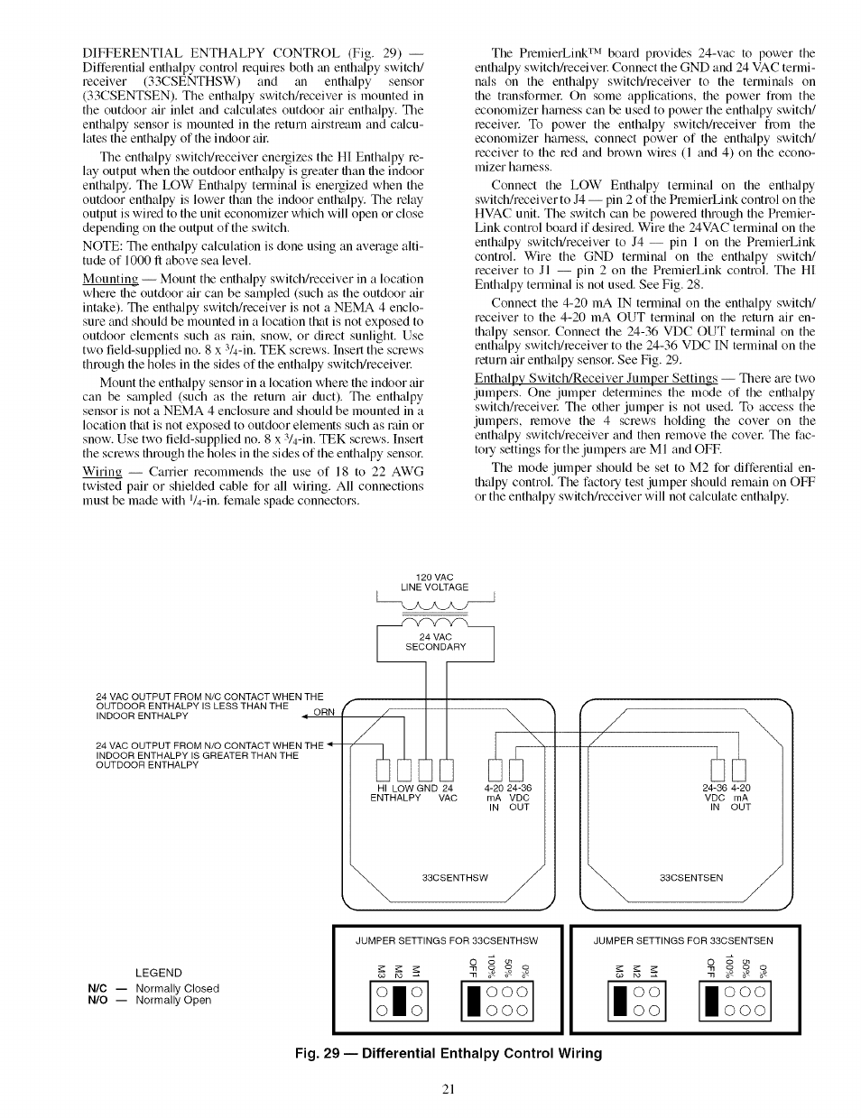 Fig. 29 — differential enthalpy control wiring, 1 ° о 1 1 о, O o o | Carrier 48TJ016-028 User Manual | Page 21 / 56