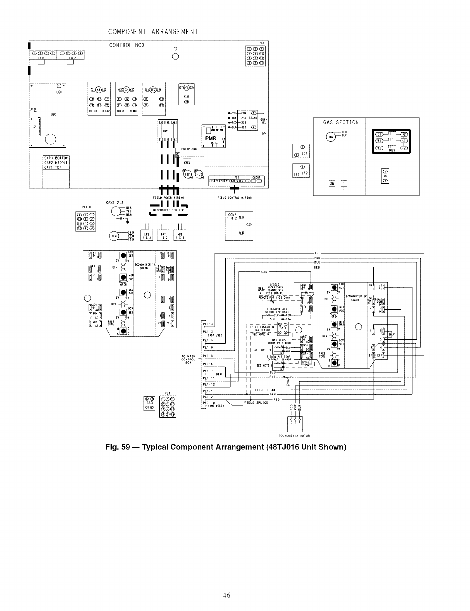 I i ii, Component arrangement, D(ikr> <d® ® <2)0® <d | M[p[sei, Fu2) ofml.2,3 — blk, 5)®® ®®o ®@o ®®o | Carrier 48TJ016-028 User Manual | Page 46 / 56