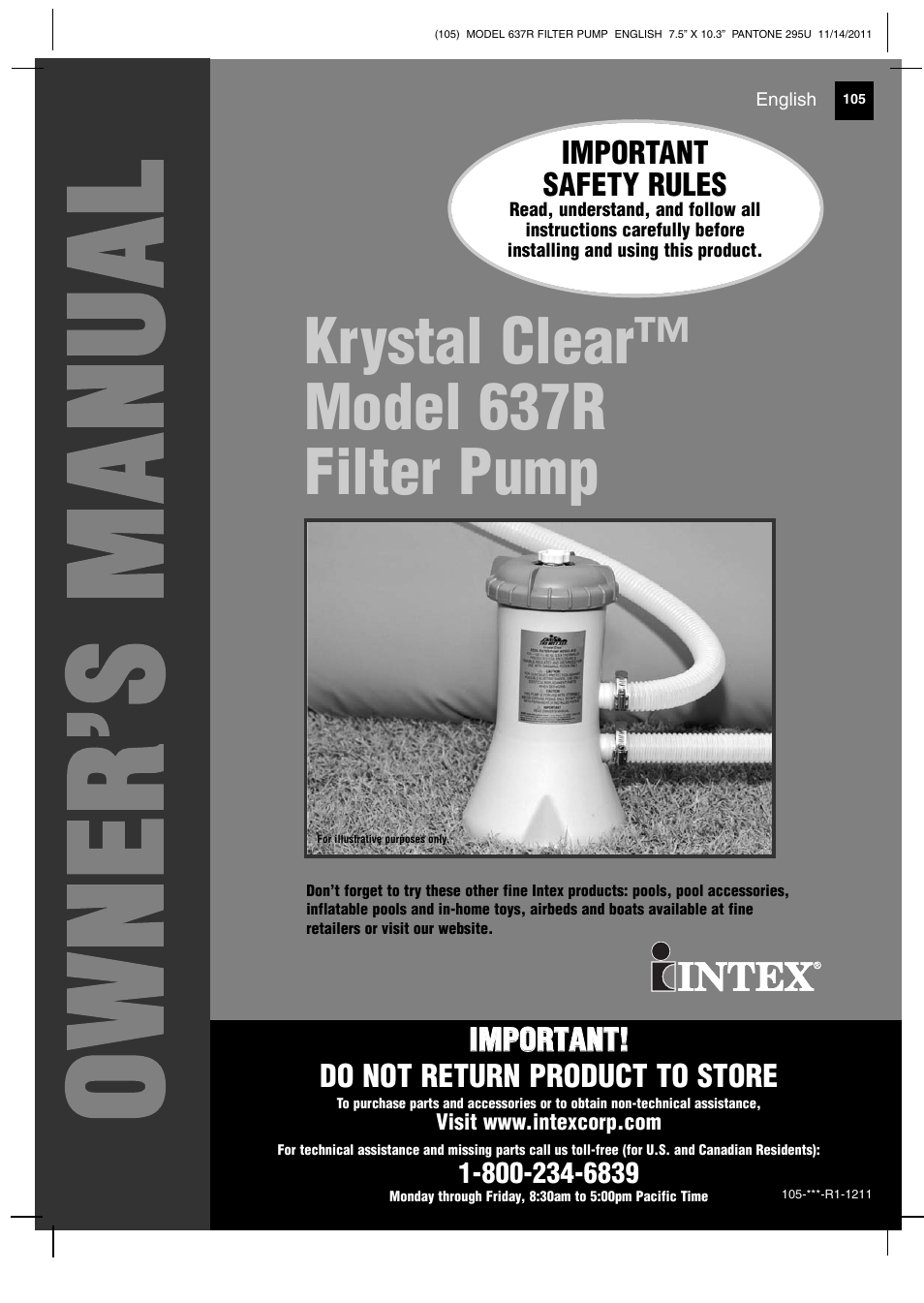 Intex 637R Krystal Clear 2012 User Manual | 14 pages