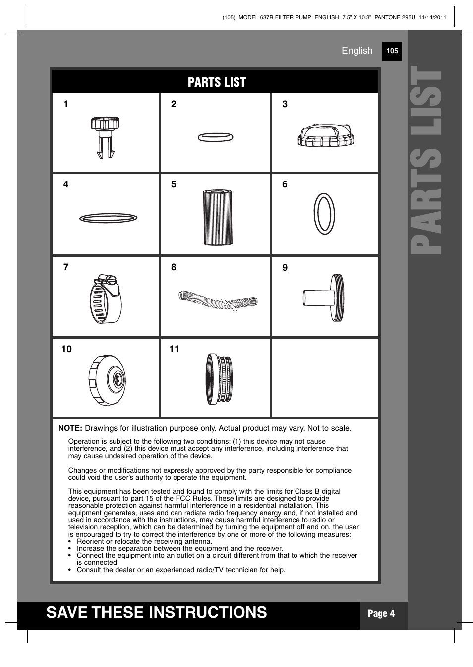 Pp aa rr tt ss ll iiss tt | Intex 637R Krystal Clear 2012 User Manual | Page 4 / 14