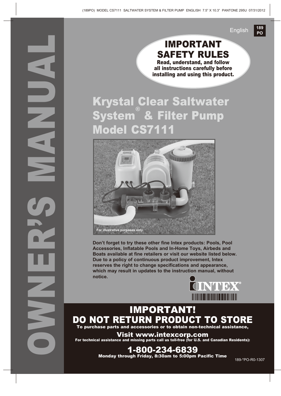 Intex CS7111 Krystal Clear Saltwater System 2013 User Manual | 32 pages