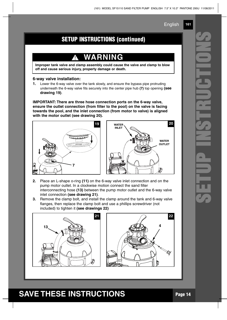 Ss ee tt uu pp ii nn ss tt rr uu cc tt iioo nn ss | Intex SF15110 Krystal Clear 2012 User Manual | Page 14 / 30