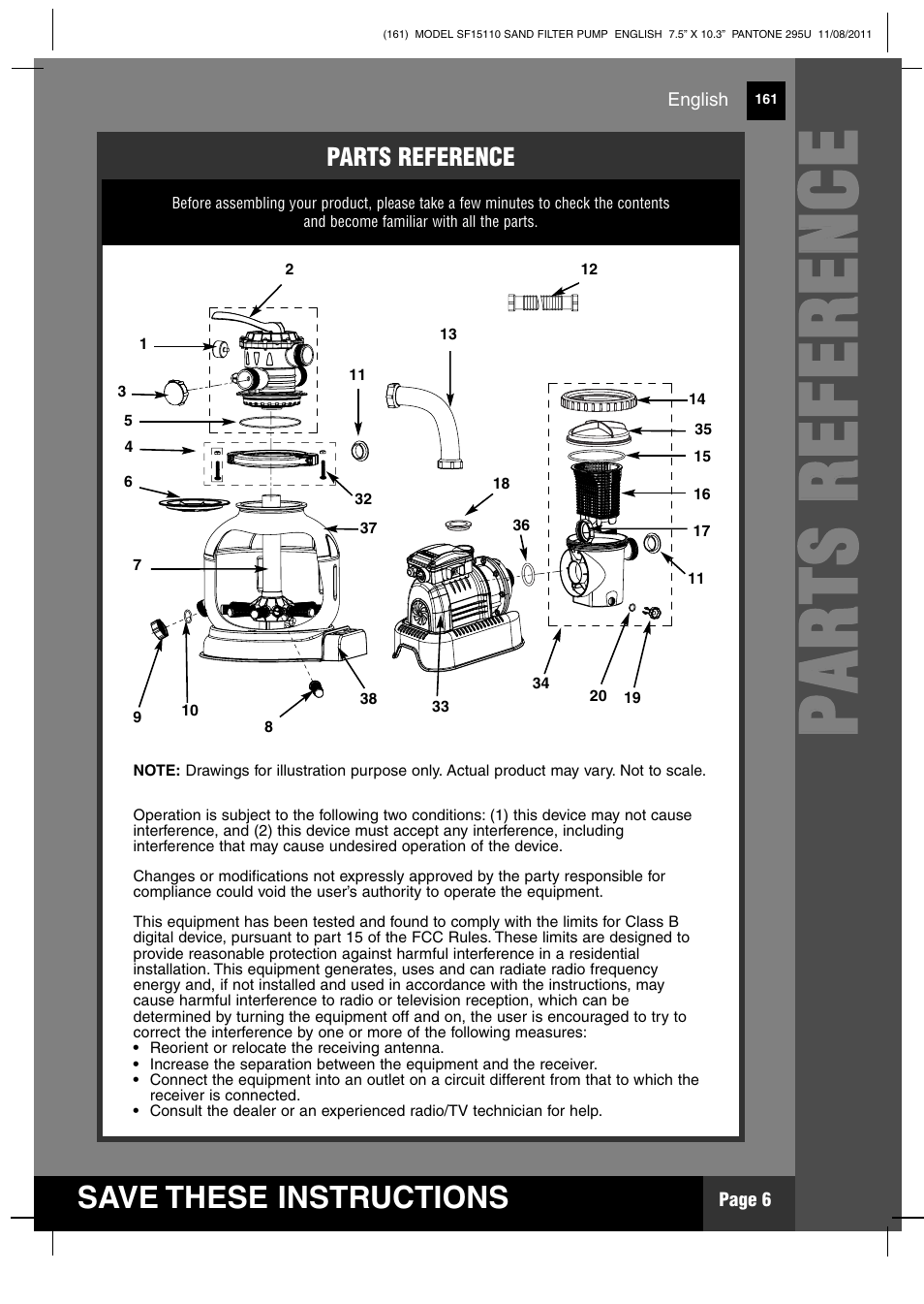 Pp aa rr tt ss rr ee ff ee rr ee nn cc ee | Intex SF15110 Krystal Clear 2012 User Manual | Page 6 / 30