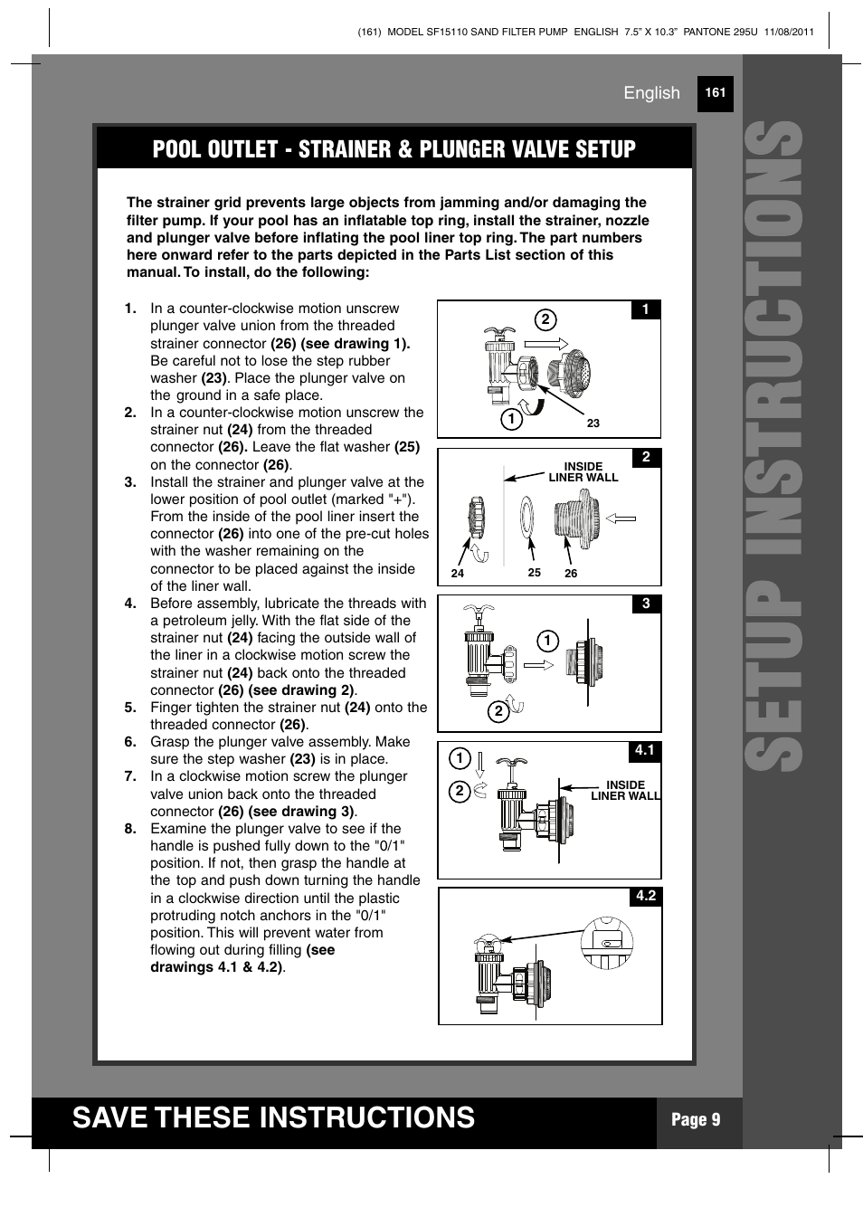 Ss ee tt uu pp ii nn ss tt rr uu cc tt iioo nn ss | Intex SF15110 Krystal Clear 2012 User Manual | Page 9 / 30
