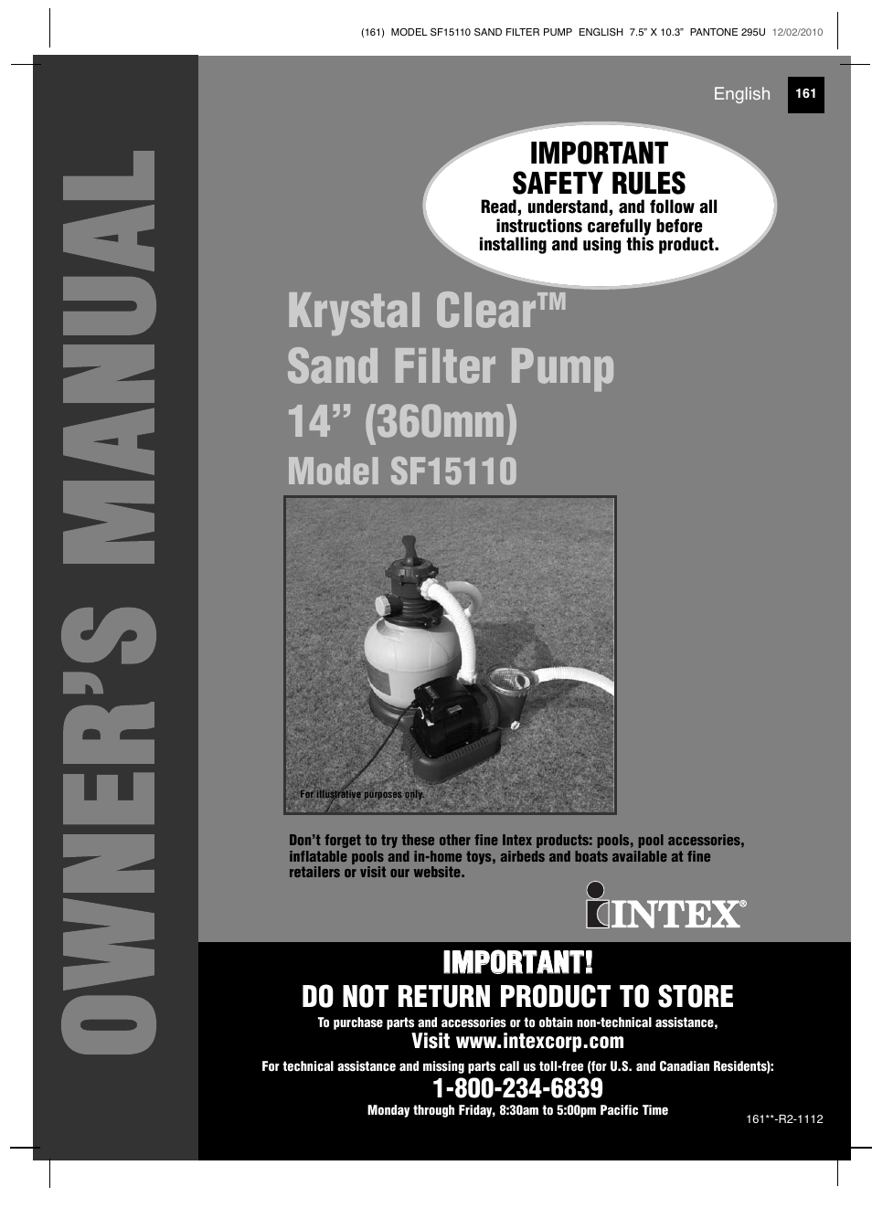 Intex SF15110 Krystal Clear 2011 User Manual | 30 pages