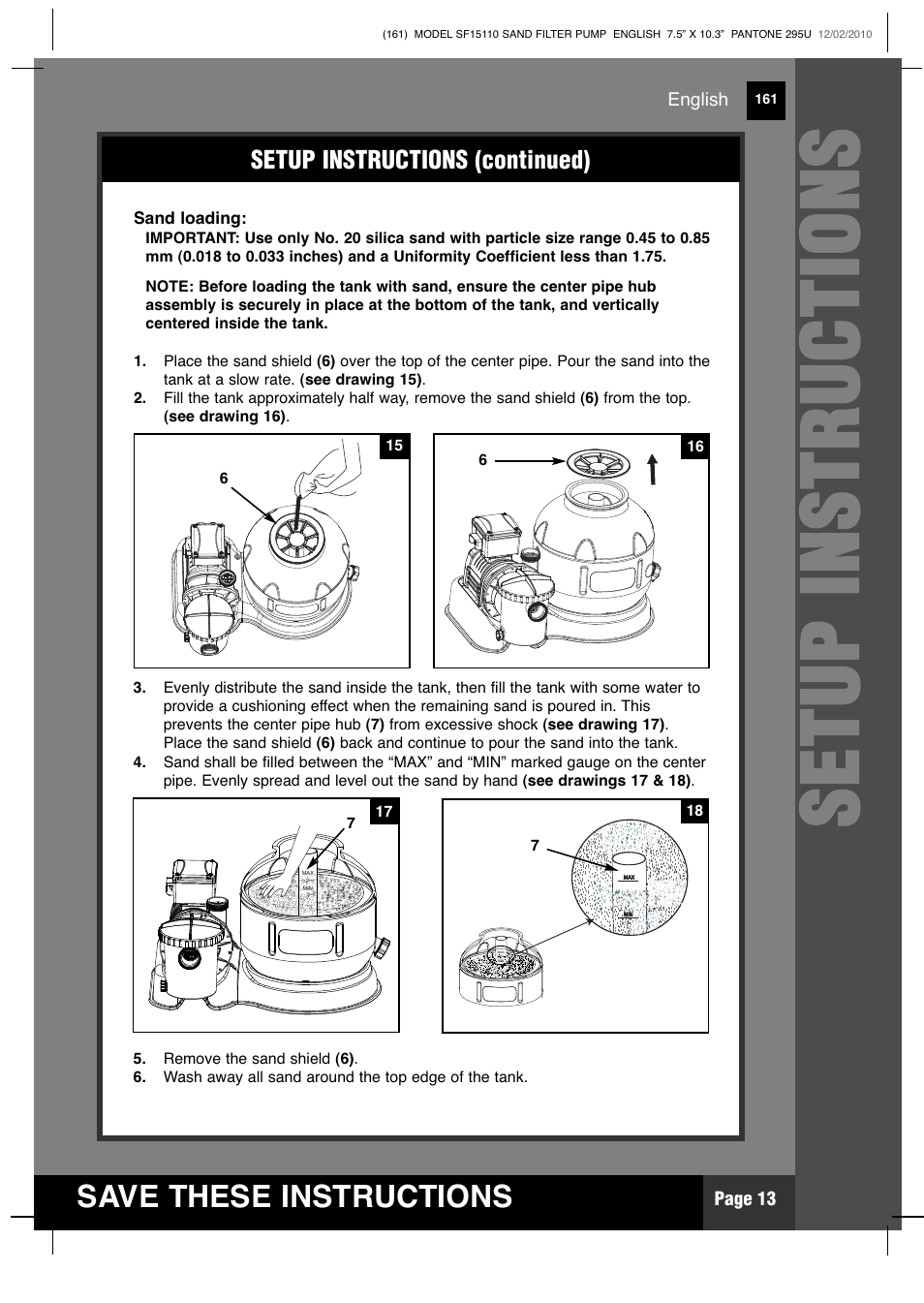Ss ee tt uu pp ii nn ss tt rr uu cc tt iioo nn ss | Intex SF15110 Krystal Clear 2011 User Manual | Page 13 / 30
