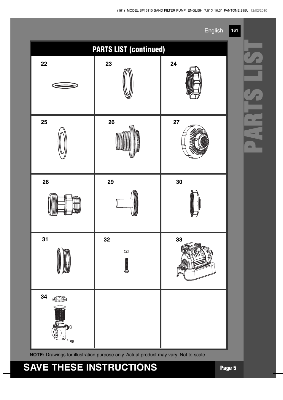 Pp aa rr tt ss ll iiss tt | Intex SF15110 Krystal Clear 2011 User Manual | Page 5 / 30
