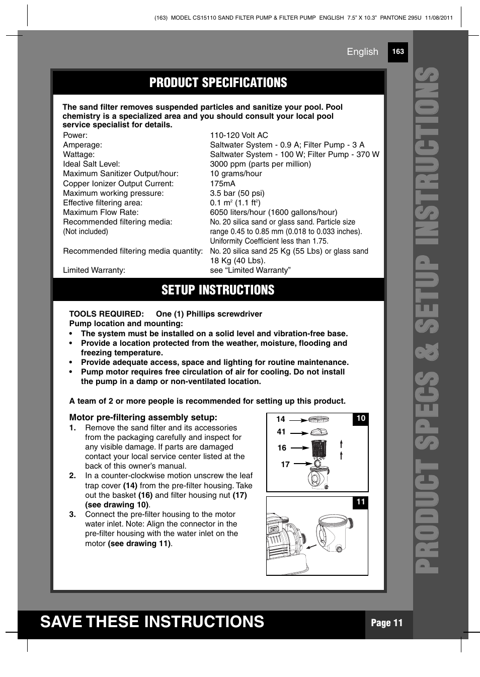 Intex CS15110 Krystal Clear 2012 User Manual | Page 11 / 40