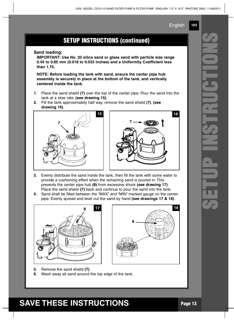 Ss ee tt uu pp ii nn ss tt rr uu cc tt iioo nn ss | Intex CS15110 Krystal Clear 2012 User Manual | Page 13 / 40