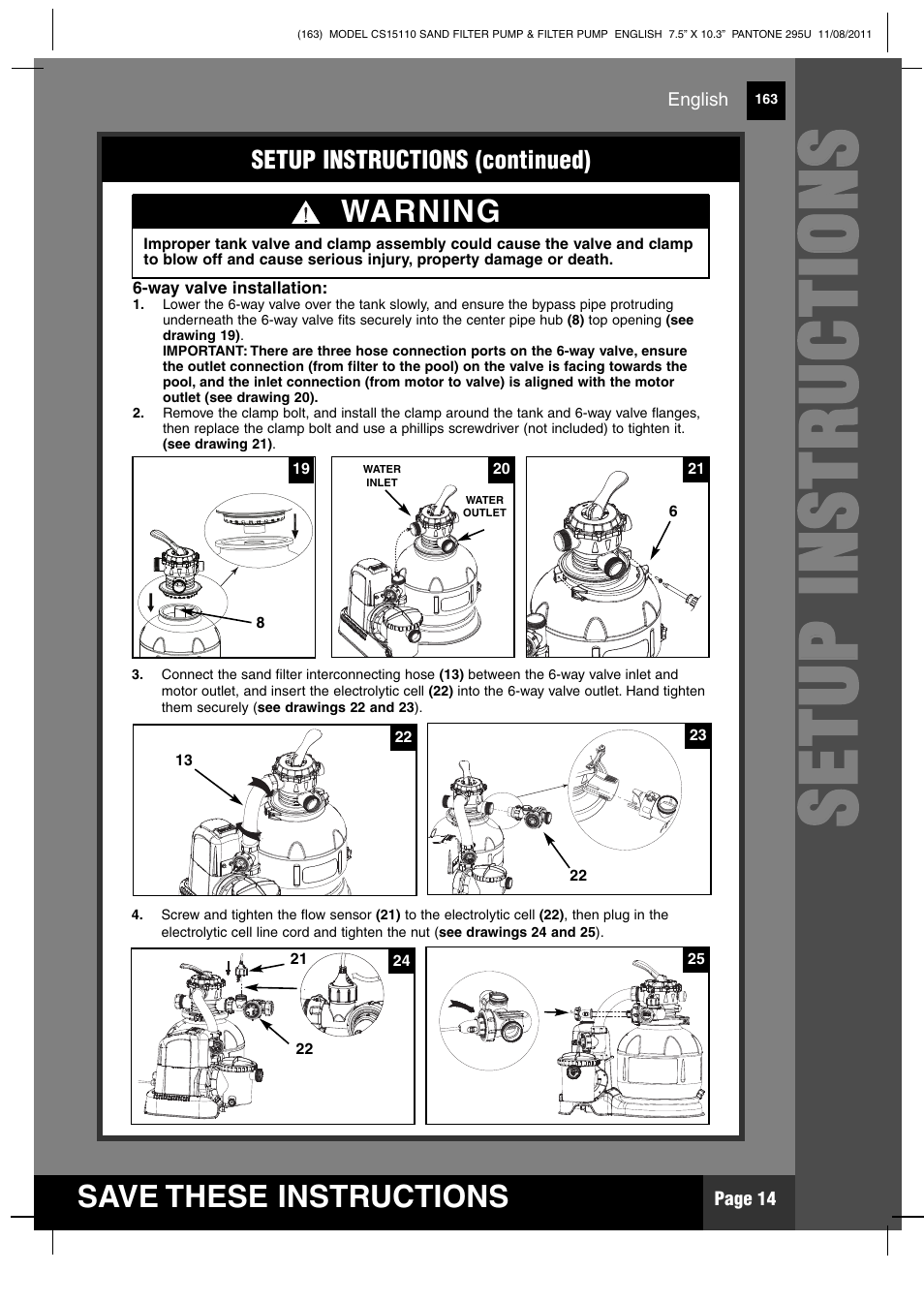 Ss ee tt uu pp ii nn ss tt rr uu cc tt iioo nn ss | Intex CS15110 Krystal Clear 2012 User Manual | Page 14 / 40