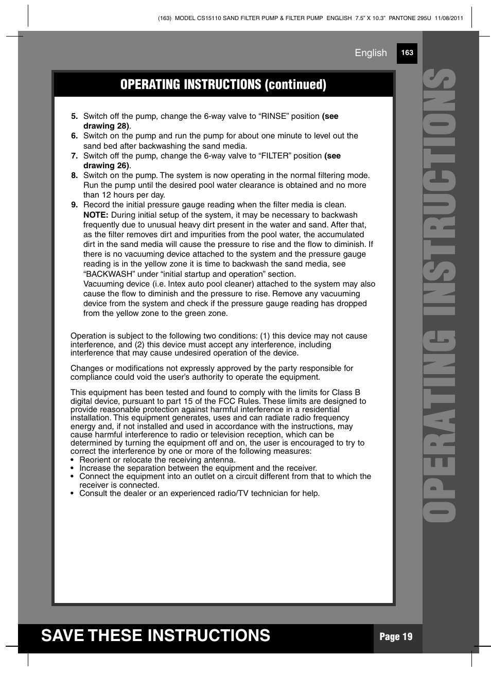 Intex CS15110 Krystal Clear 2012 User Manual | Page 19 / 40