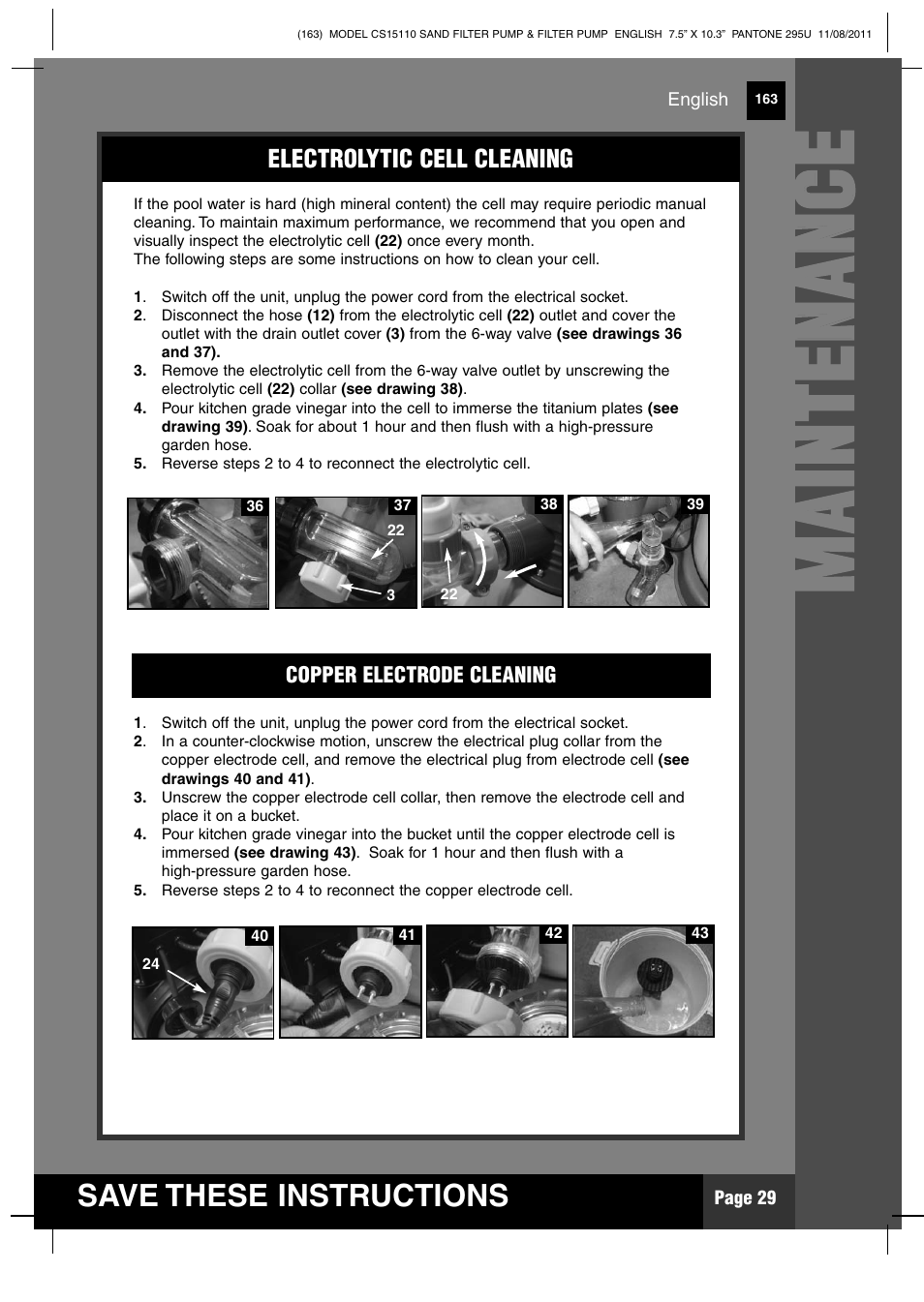 Mm aa iinn tt ee nn aa nn cc ee | Intex CS15110 Krystal Clear 2012 User Manual | Page 29 / 40