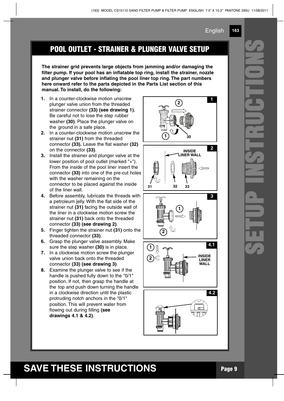 Ss ee tt uu pp ii nn ss tt rr uu cc tt iioo nn ss | Intex CS15110 Krystal Clear 2012 User Manual | Page 9 / 40