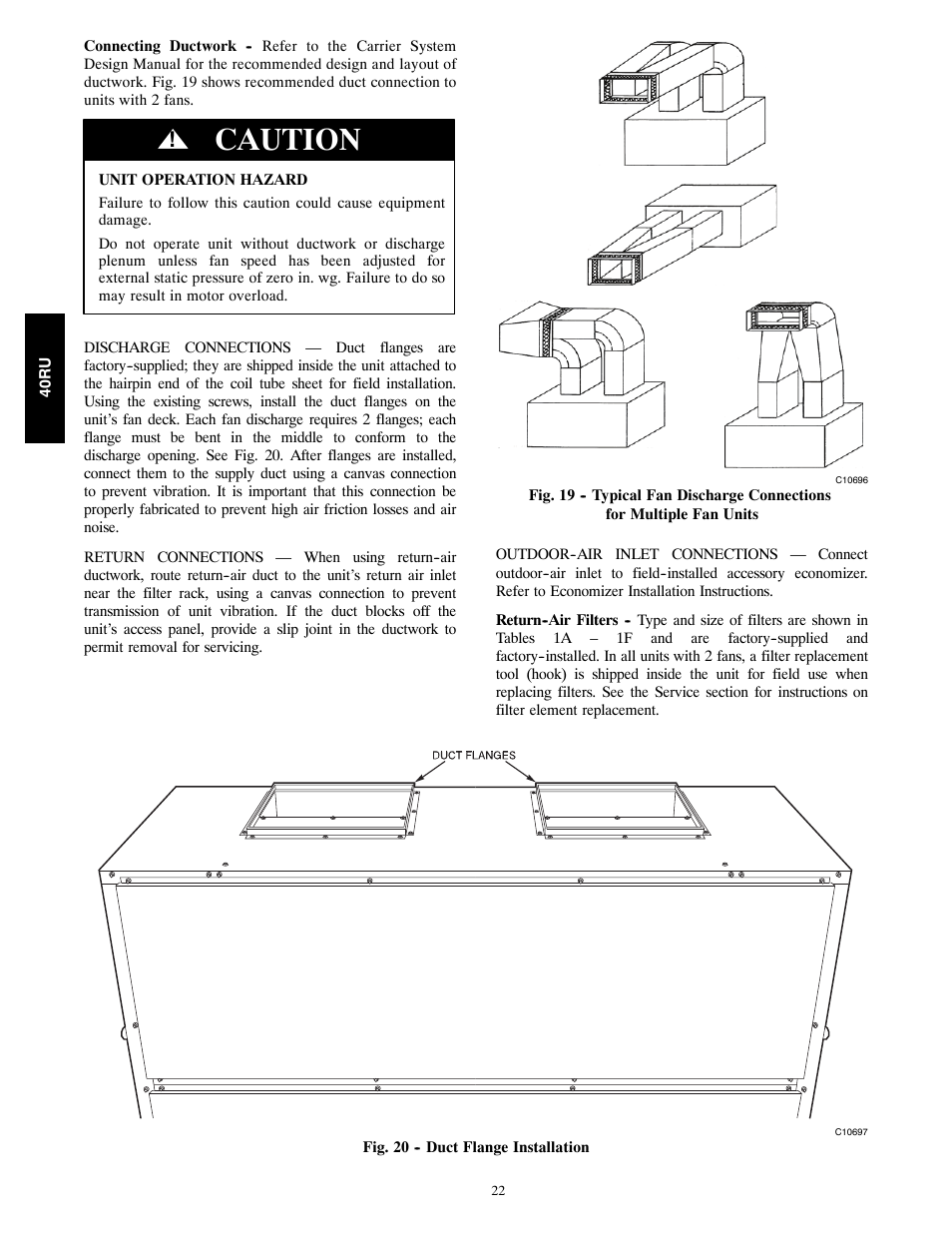 Caution | Carrier 40RU User Manual | Page 22 / 40