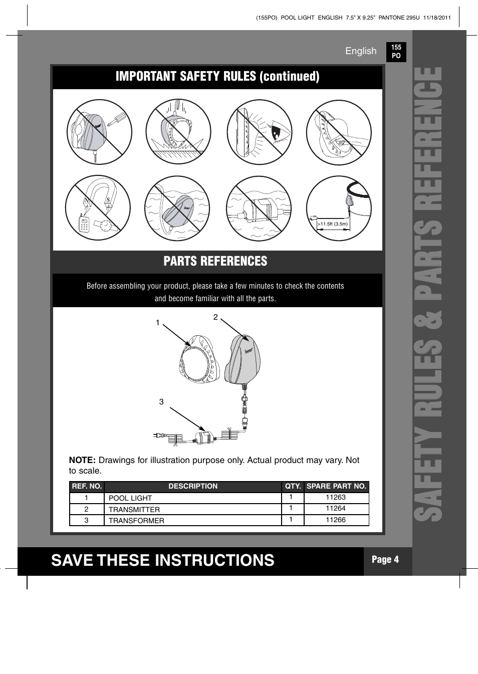 Save these instructions | Intex WL3110 2012 User Manual | Page 4 / 11