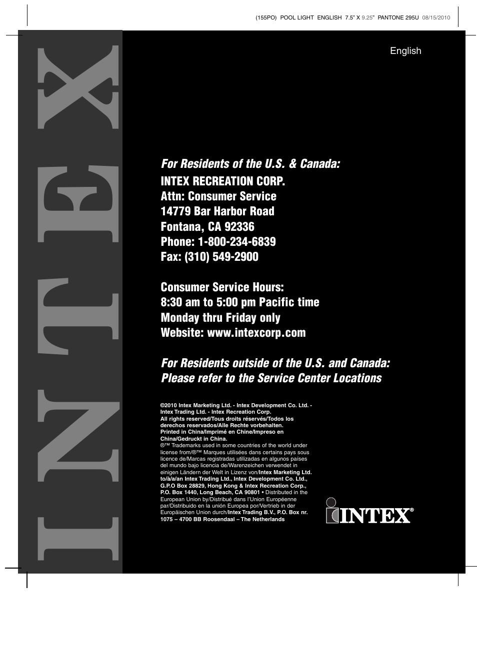 Intex | Intex WL3110 2011 User Manual | Page 11 / 11