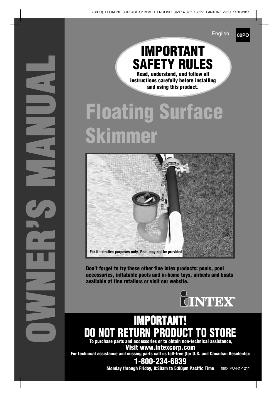 Intex Floating Surface Skimmer v.1 User Manual | 12 pages