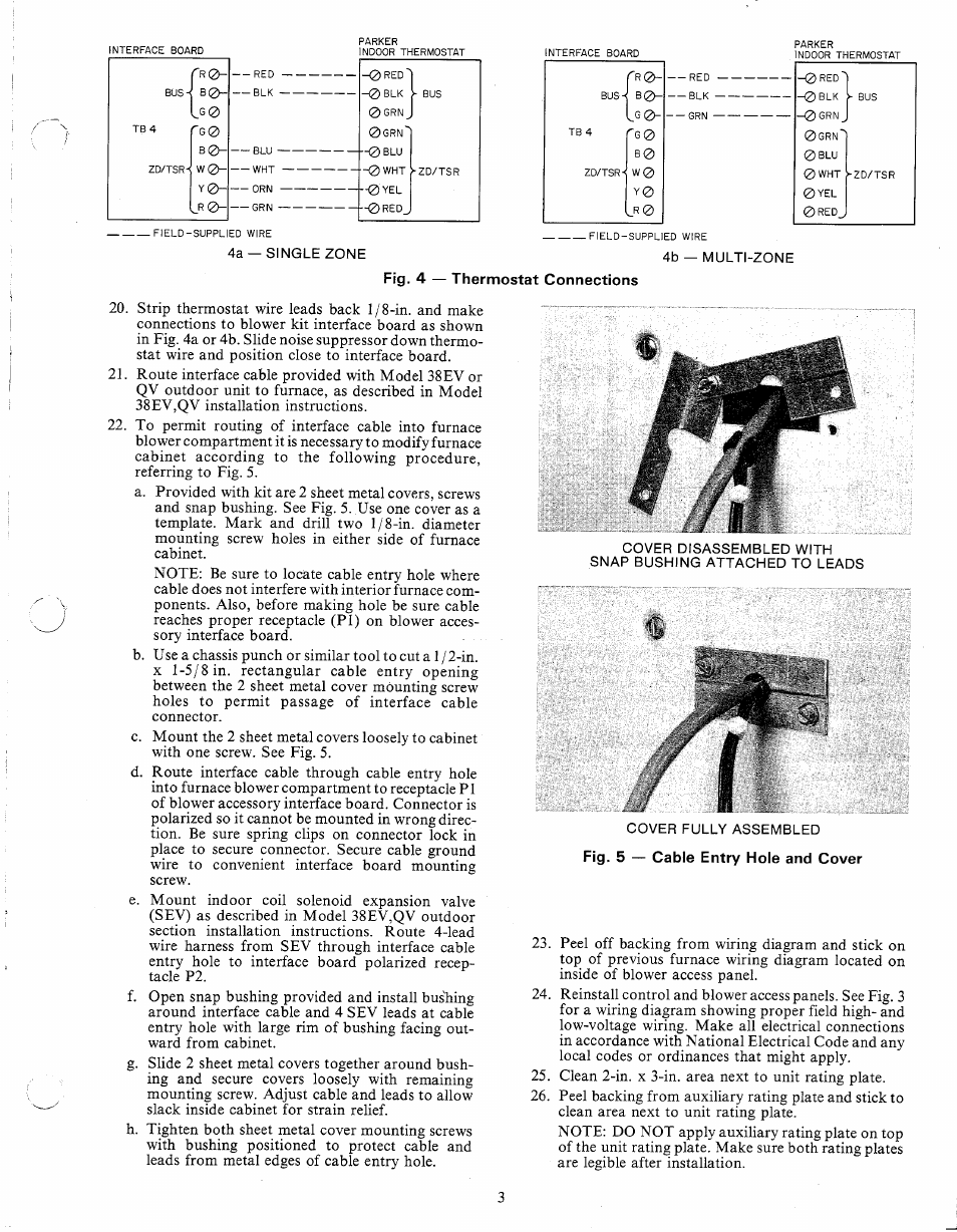 Fig. 4 — thermostat connections | Carrier 58SSB User Manual | Page 3 / 8