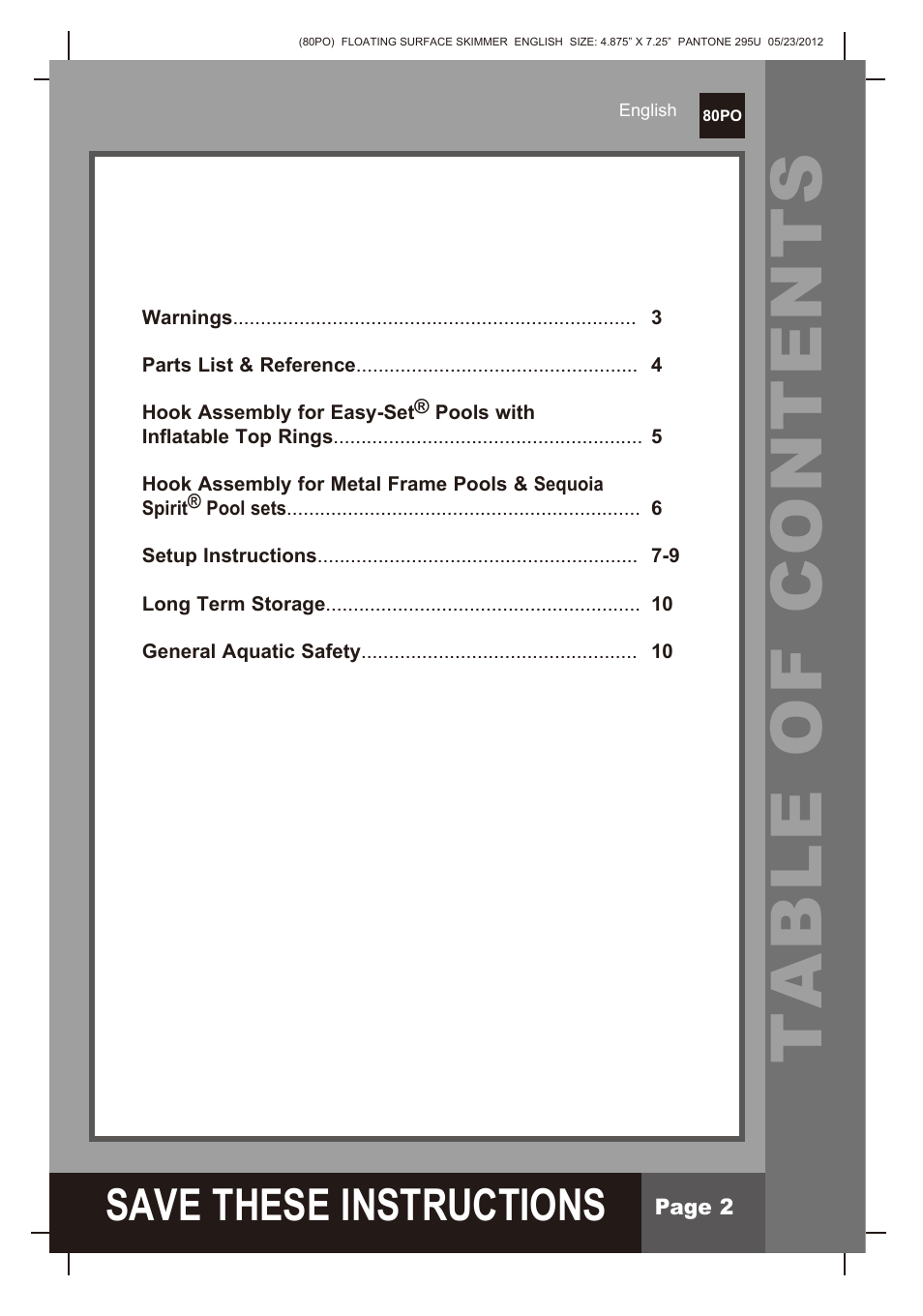 Intex Floating Surface Skimmer v.2 User Manual | Page 2 / 10