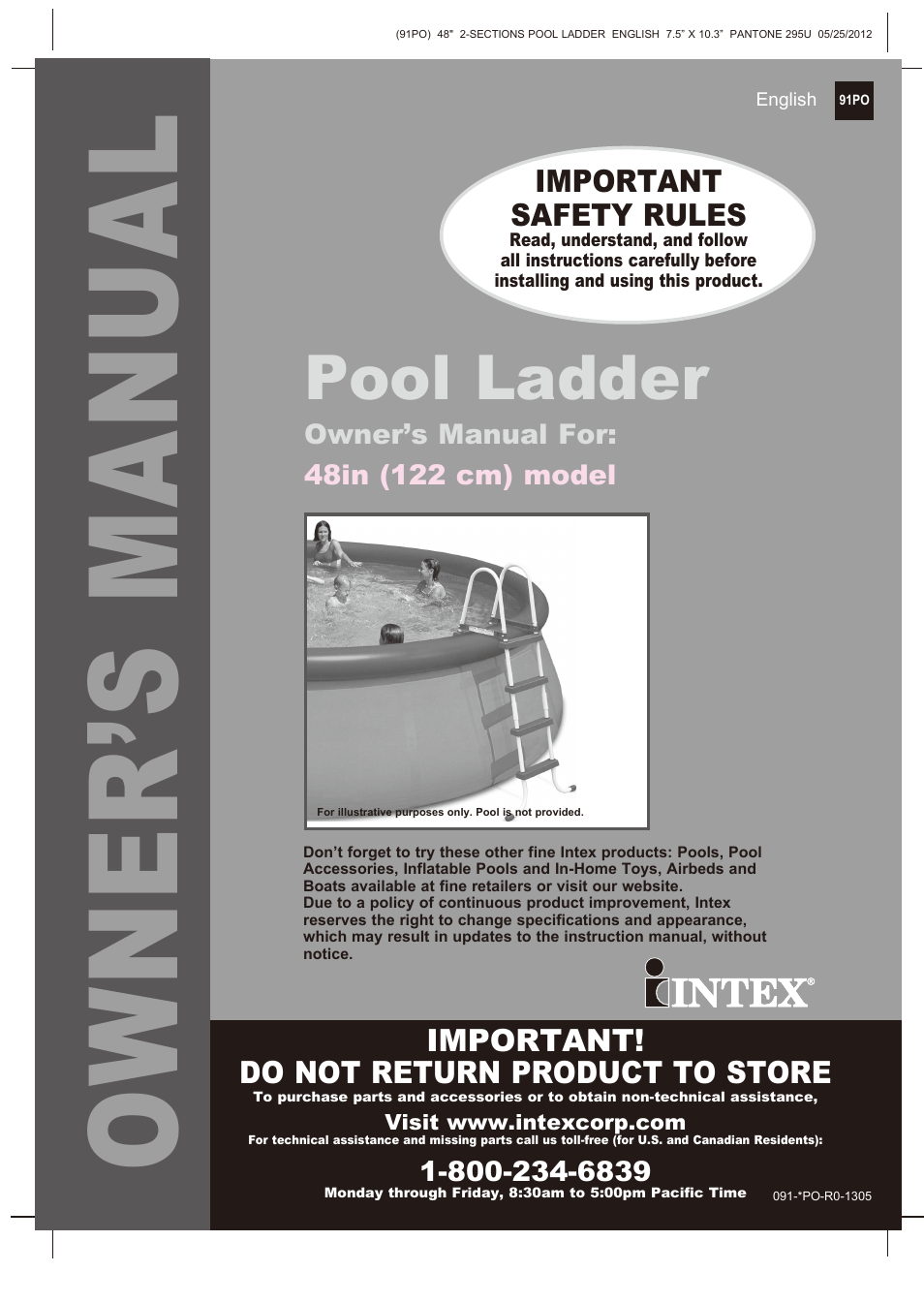 Intex Pool Ladder For 48in (122 cm) model 2013 User Manual | 10 pages