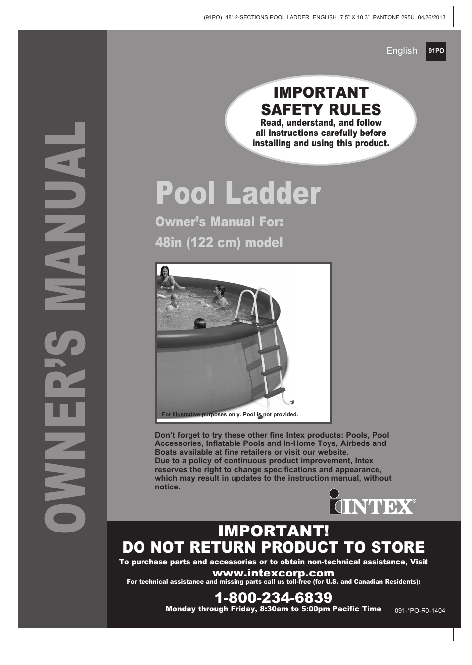Intex Pool Ladder For 48in (122 cm) model 2014 User Manual | 9 pages