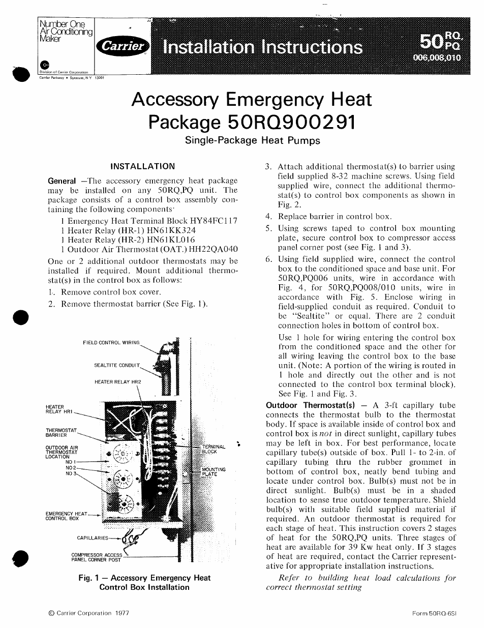 Carrier 50RQ900291 User Manual | 4 pages