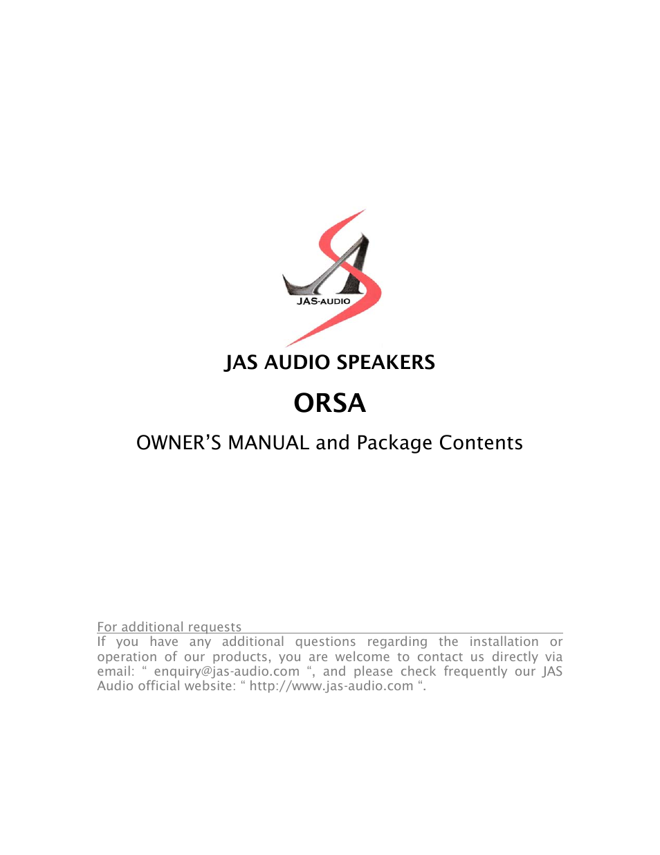 Jas-Audio ORSA User Manual | 7 pages