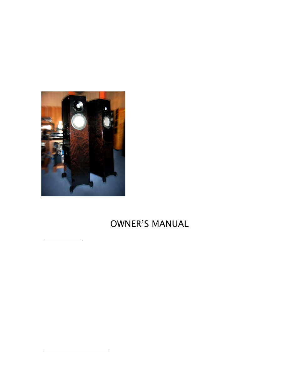 Orior grand, Owner’s manual | Jas-Audio ORIOR GRAND User Manual | Page 2 / 8